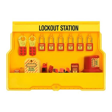 Master Lock Master Lock Lockout Station, Premier Electrical Device Assortment, 6 Zenex Padlocks, Yellow S1850E410PRE